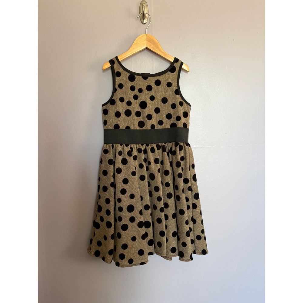 Pippa & Julie Girls Brown Black Polka‎ Dot Tweed Party Dress Size 8